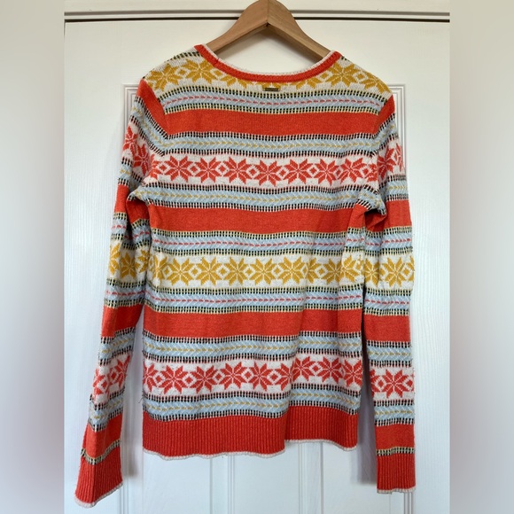 Nautica Snowflake Stripe Sweater | Size M | Orange, White & Yellow - Picture 3 of 4